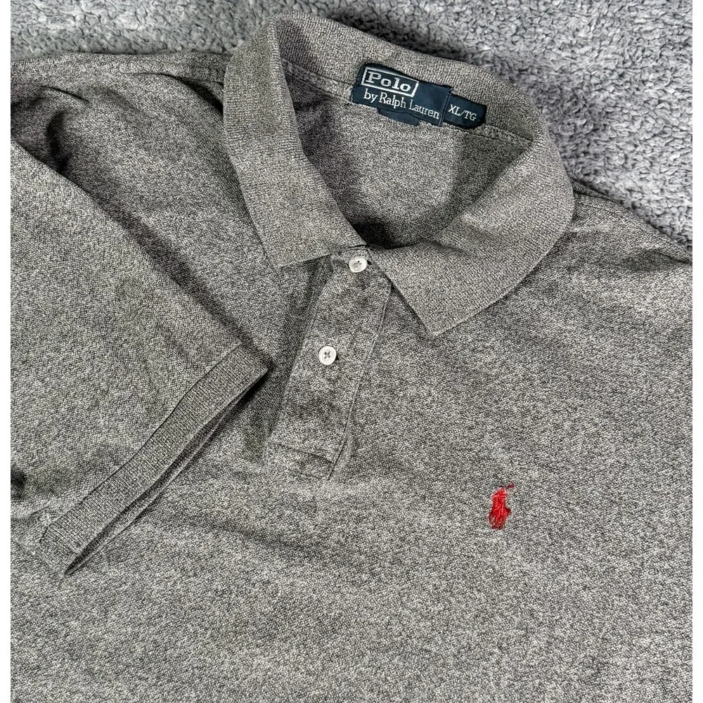 Polo Ralph Lauren Men Polo Shirt XL Gray Cotton Short Sleeve Classic Fit Preppy